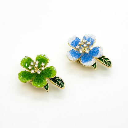 Summer Floral Rhinestone Brooch Copper Crystal Magnet Backing Gift