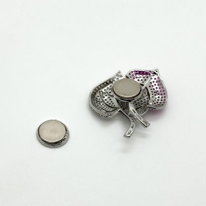 Purple Sparkle Leaf Brooch with Magnetic Backing, Copper Accents