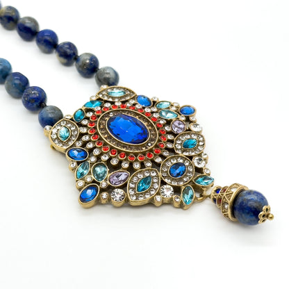 Vintage Art Deco Turquoise Pendant Necklace – Boho Copper Statement