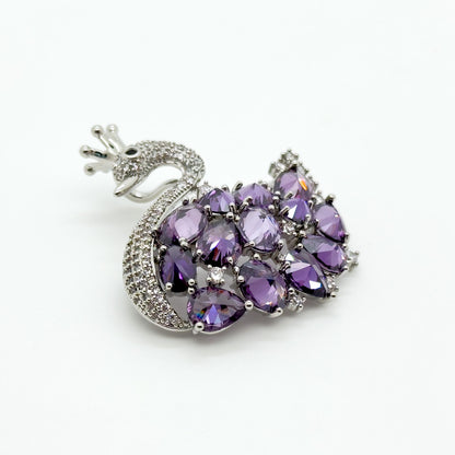 Handcrafted Black Swan Zircon Brooch Copper Mini Fashion Pin