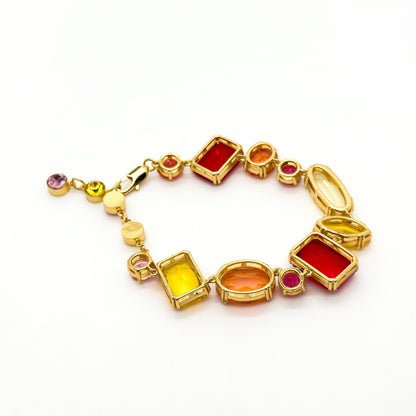 Vintage Palace Zircon Necklace and Bracelet Set, Copper Costume Jewellery