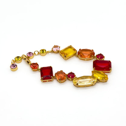 Vintage Palace Zircon Necklace and Bracelet Set, Copper Costume Jewellery