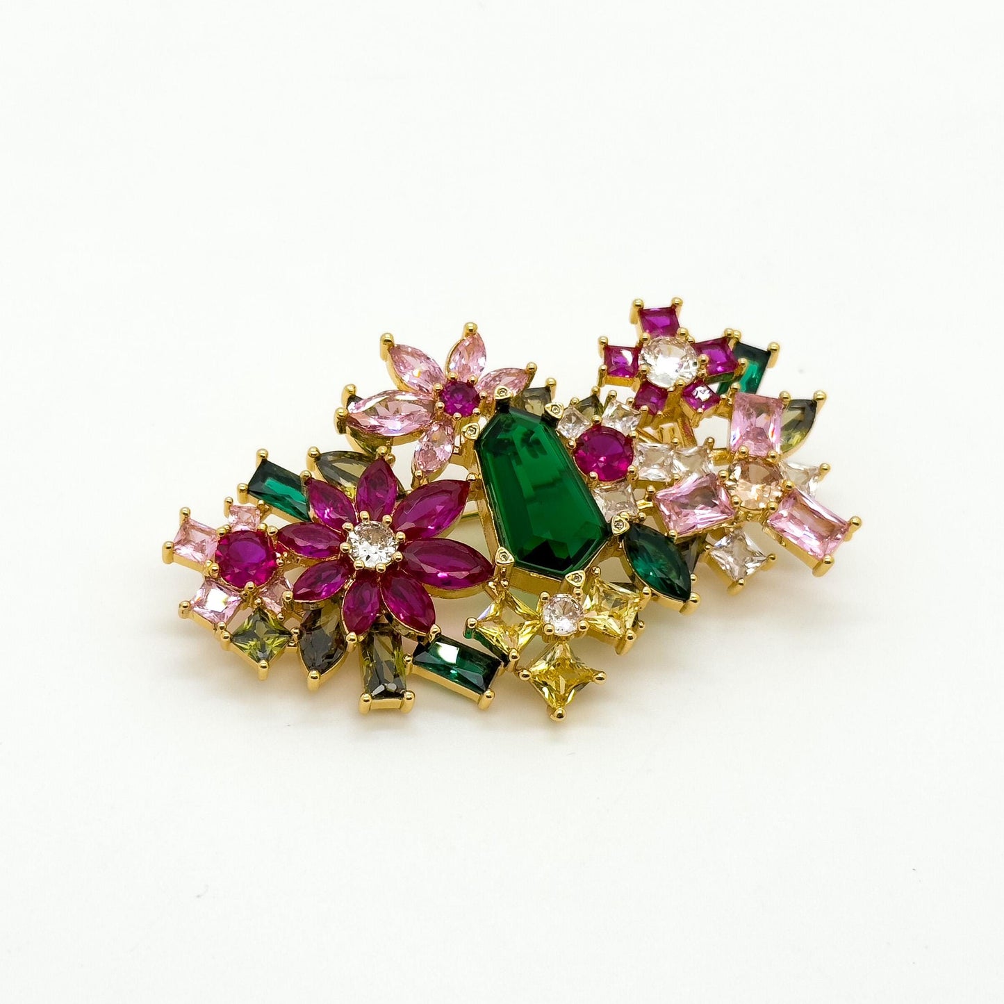 French Zircon Flower Jewellery Set – Luxury Necklace, Brooch, Earrings