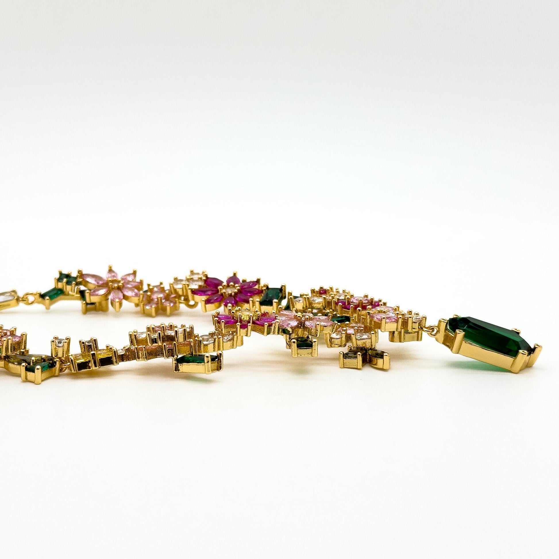 French Zircon Flower Jewellery Set – Luxury Necklace, Brooch, Earrings