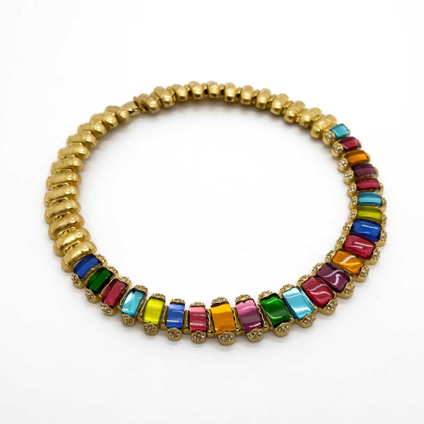 Vintage Palace-Style Colourful Crystal Necklace, Bracelet and Earrings Set