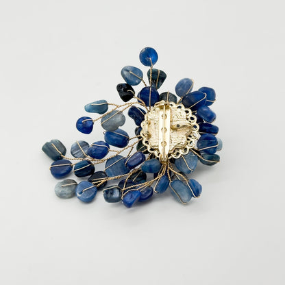 Handcrafted Boho Stone Brooch Copper Accent Ethnic Statement Pin