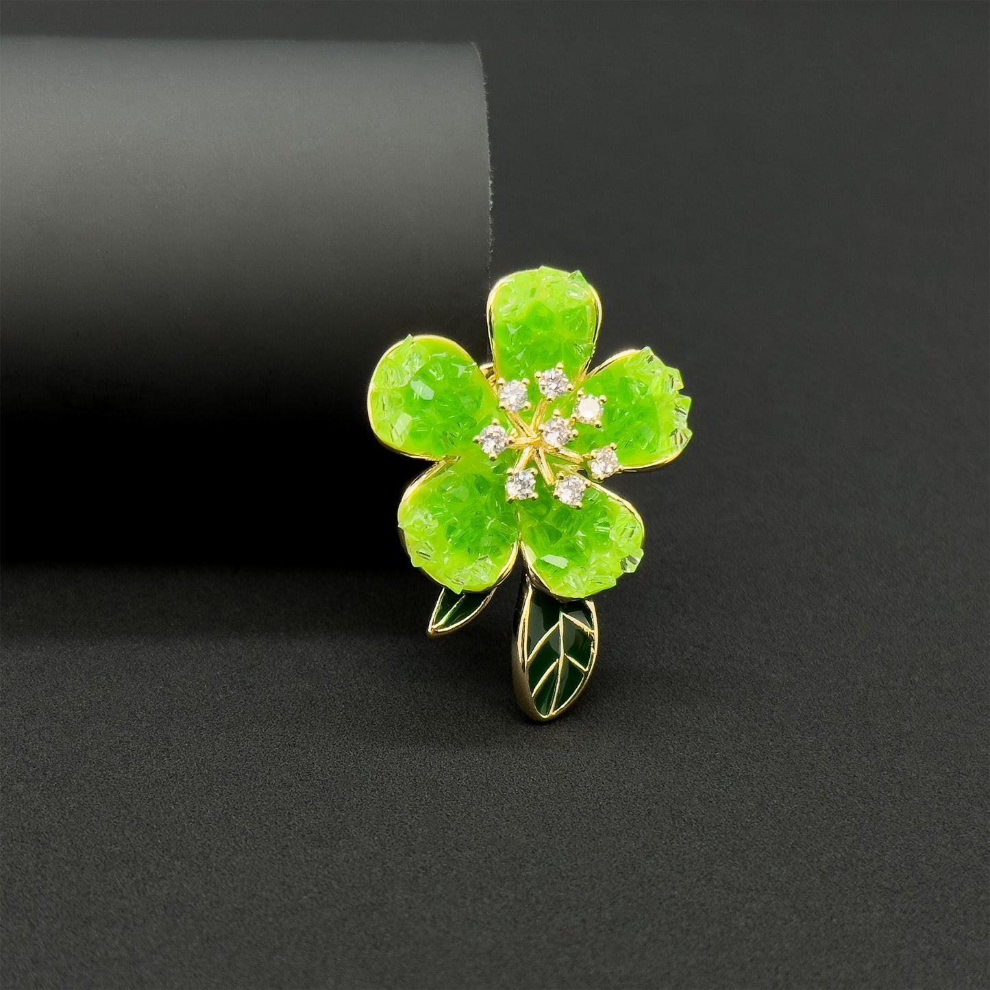 Summer Floral Rhinestone Brooch Copper Crystal Magnet Backing Gift