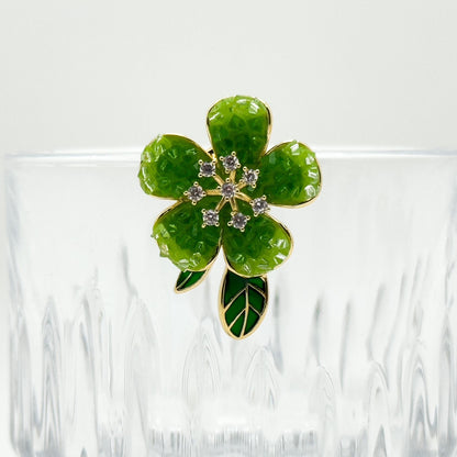 Summer Floral Rhinestone Brooch Copper Crystal Magnet Backing Gift