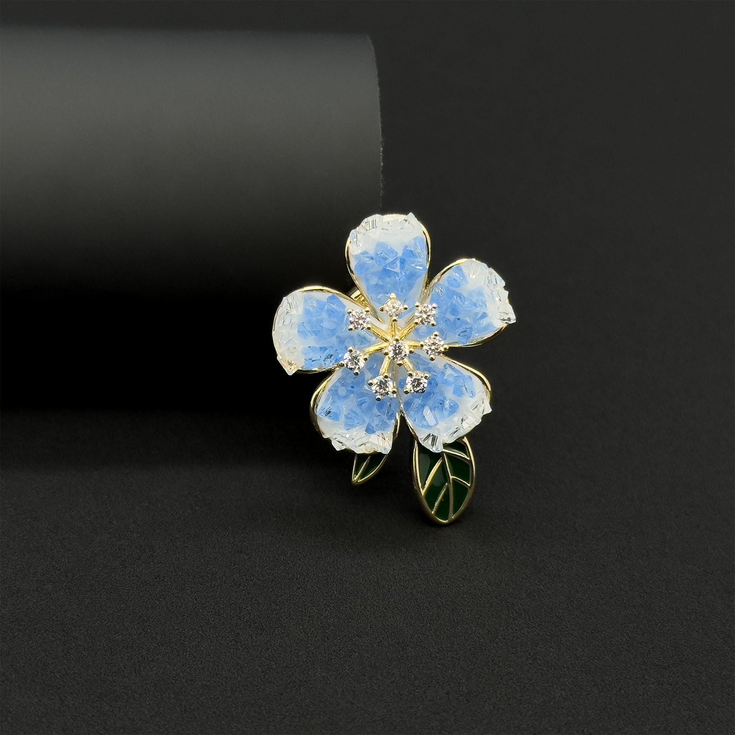 Summer Floral Rhinestone Brooch Copper Crystal Magnet Backing Gift