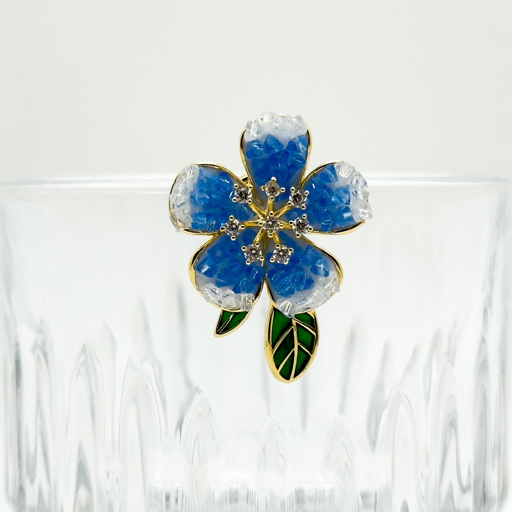 Summer Floral Rhinestone Brooch Copper Crystal Magnet Backing Gift