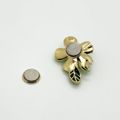 Summer Floral Rhinestone Brooch Copper Crystal Magnet Backing Gift