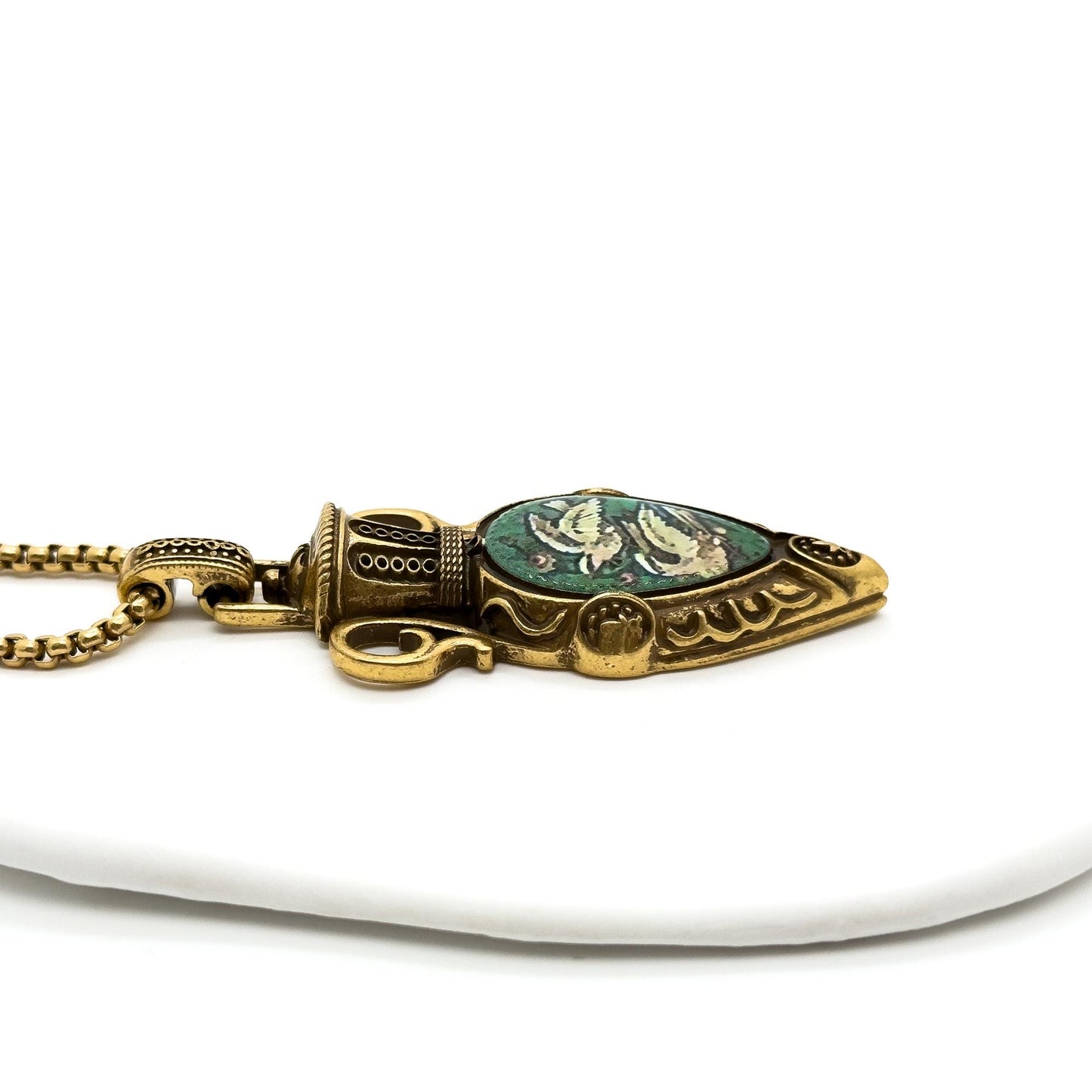 Vintage Art Deco Copper Pigeon Pendant Necklace and Earrings Set