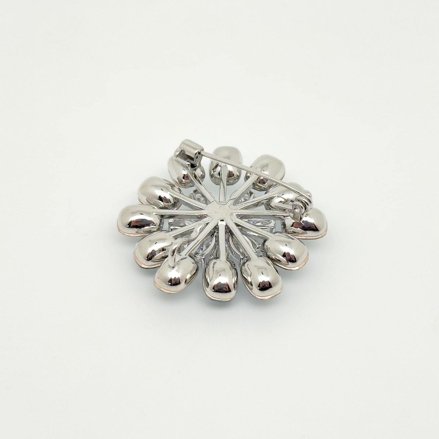 Blue Crystal Flower Brooch, Sparkling Zircon Copper Suit Brooch