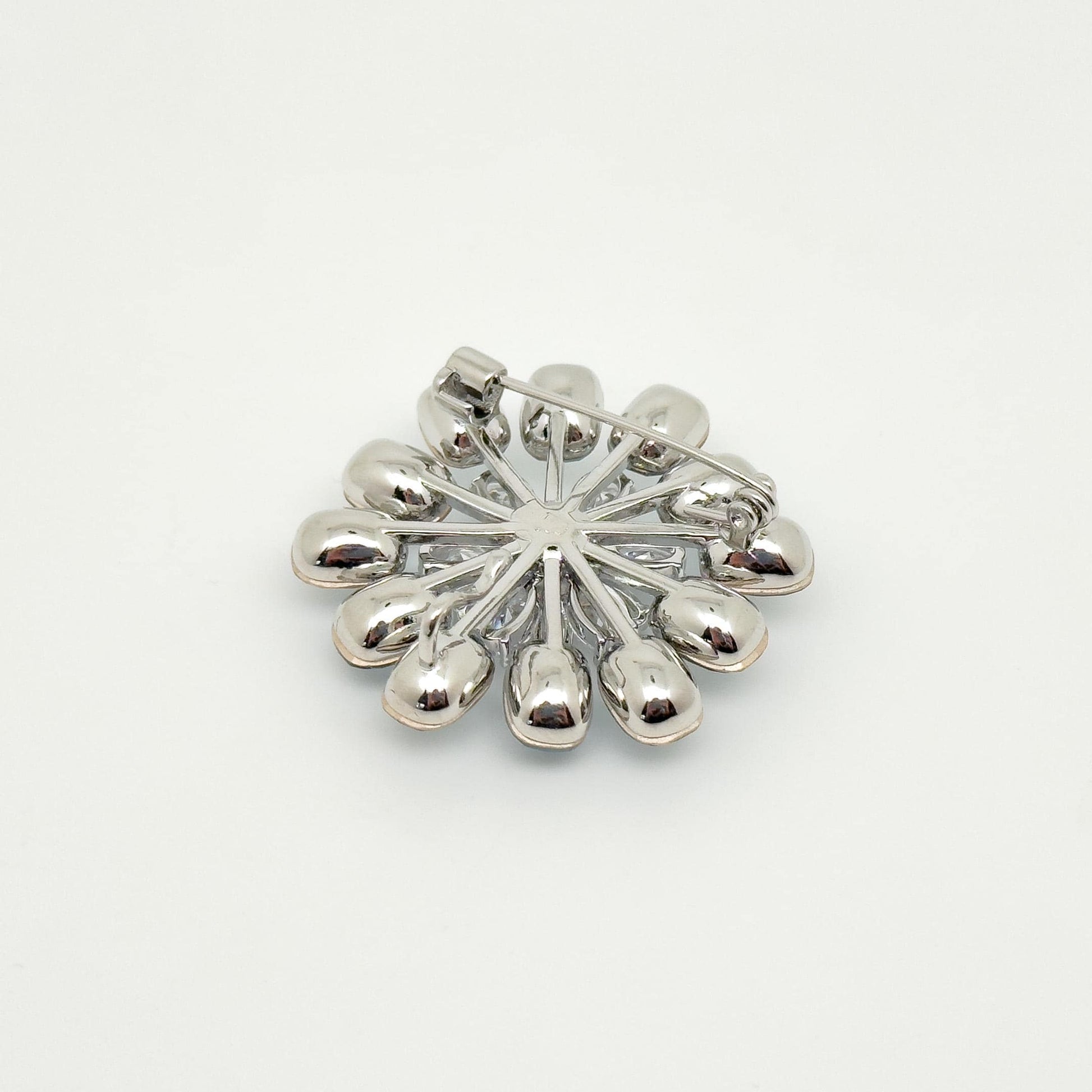 Blue Crystal Flower Brooch, Sparkling Zircon Copper Suit Brooch