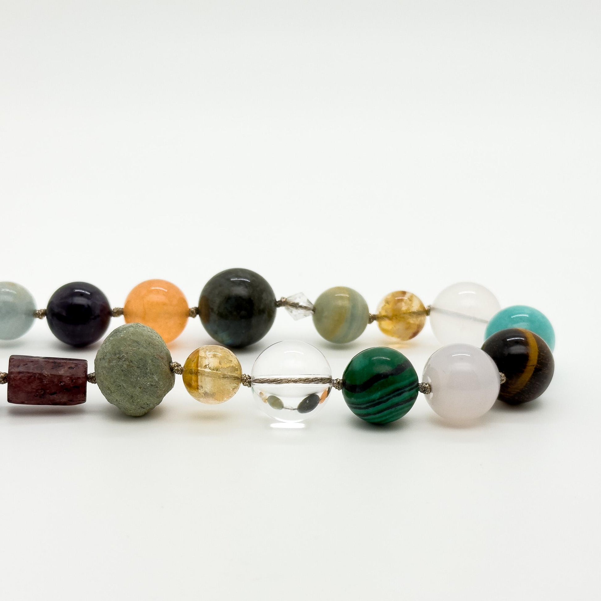 Art Deco Crystal and Gemstone Necklace & Bracelet Set, Beaded