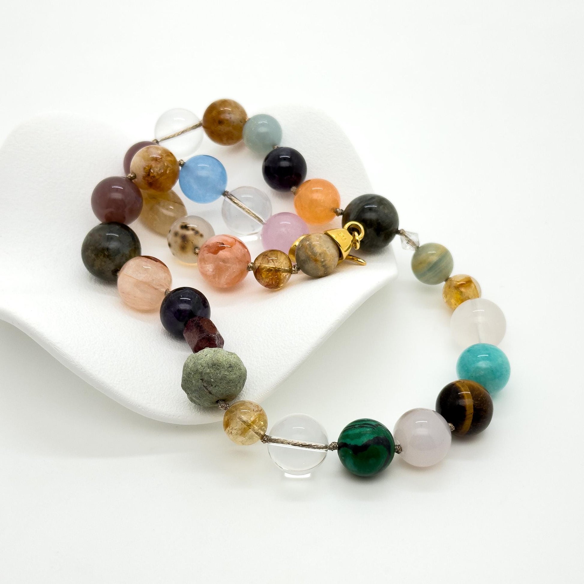 Art Deco Crystal and Gemstone Necklace & Bracelet Set, Beaded