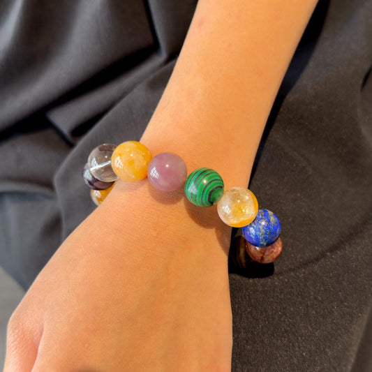 Art Deco Crystal and Gemstone Necklace & Bracelet Set, Beaded