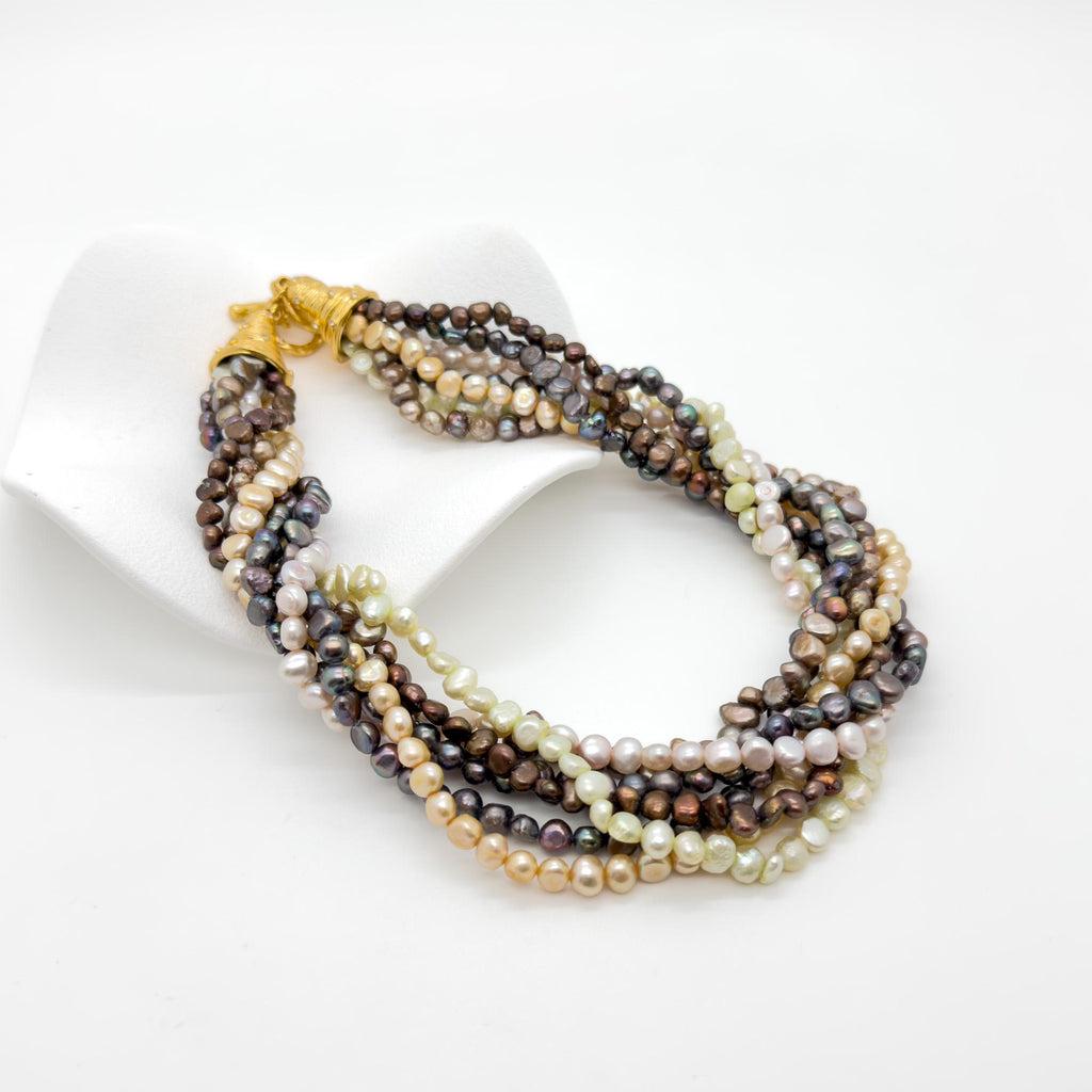 Vintage Art Deco Layered Pearl Necklace with Rhinestone Pendant