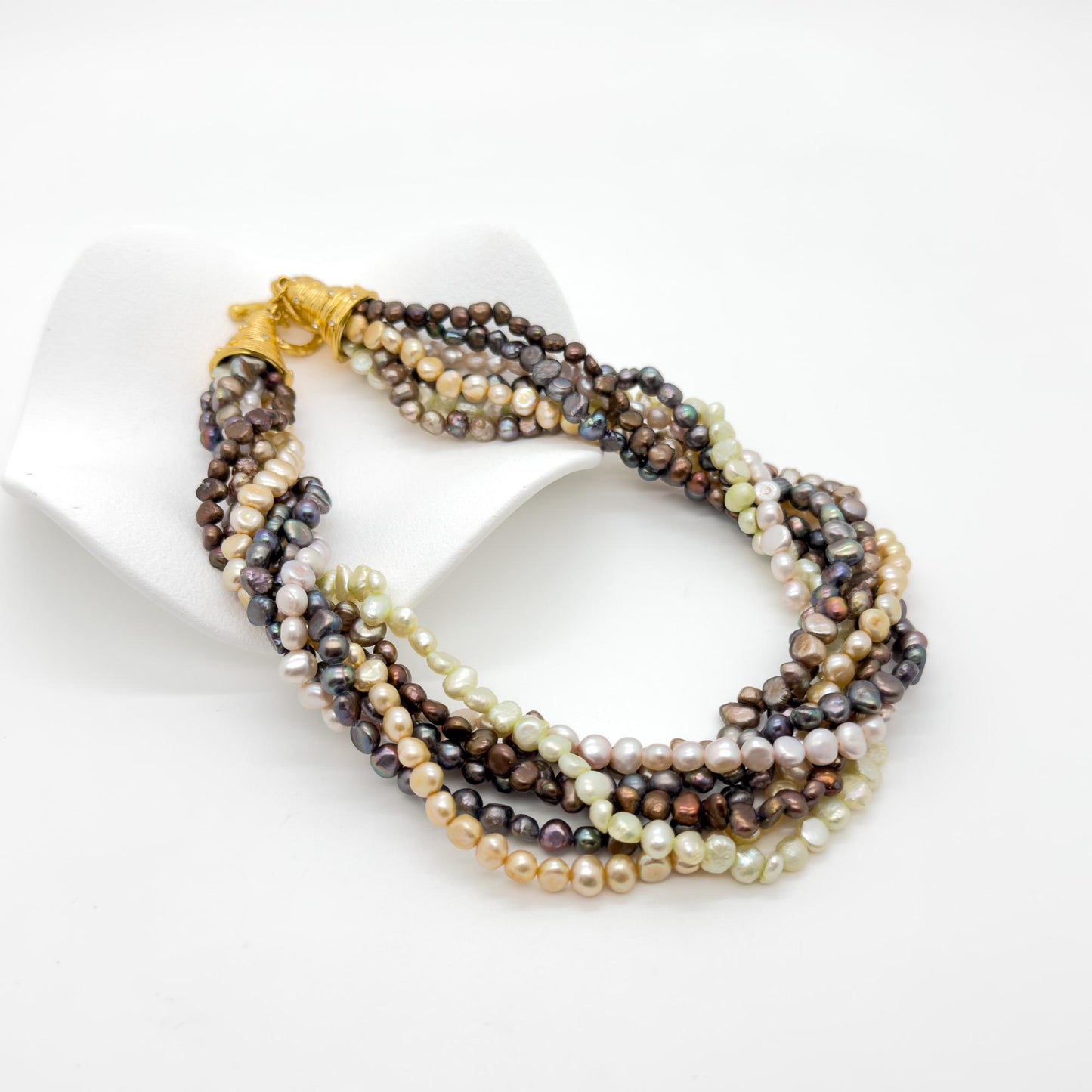 Vintage Art Deco Layered Pearl Necklace with Rhinestone Pendant