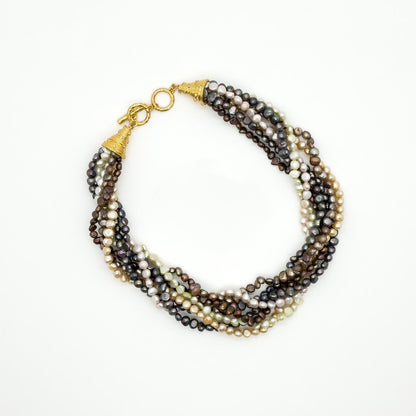 Vintage Art Deco Layered Pearl Necklace with Rhinestone Pendant