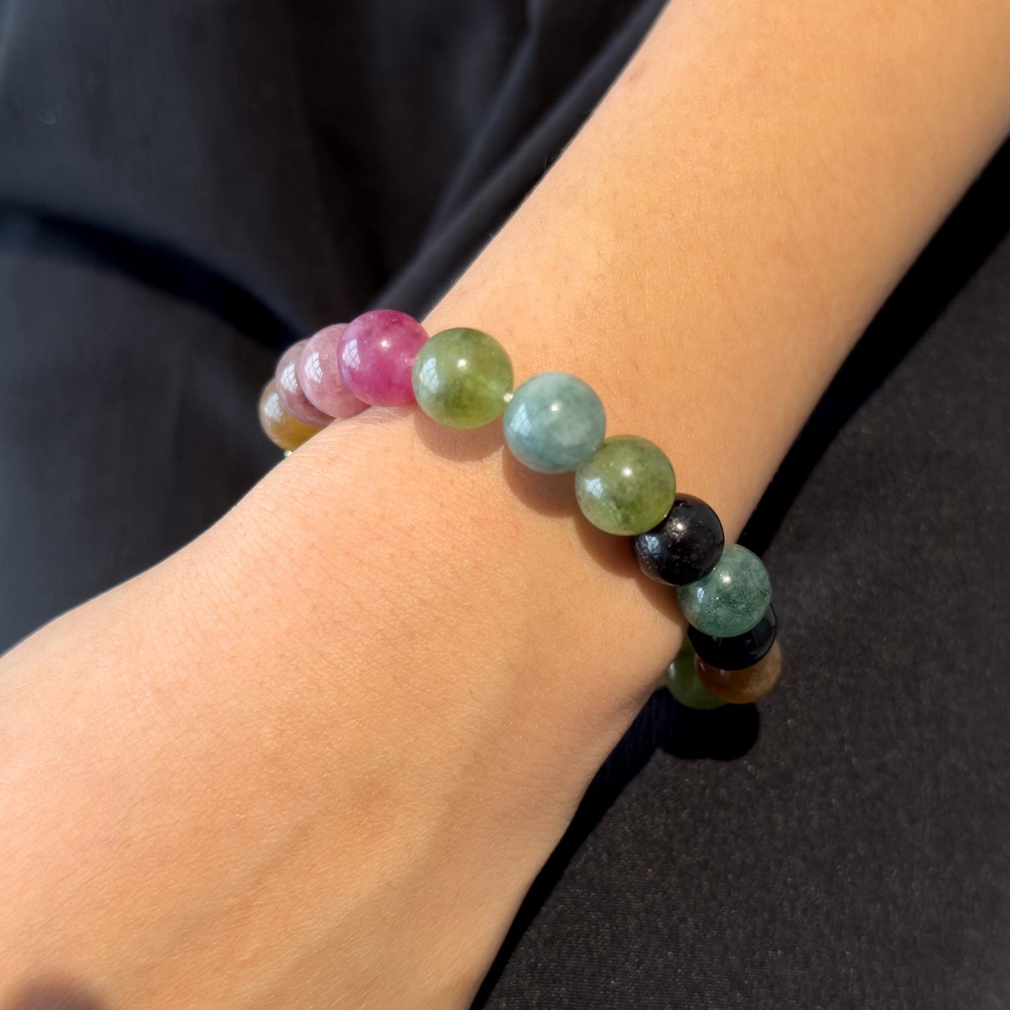 Art Deco Beaded Gemstone Necklace and Bracelet Set Multi‑colour