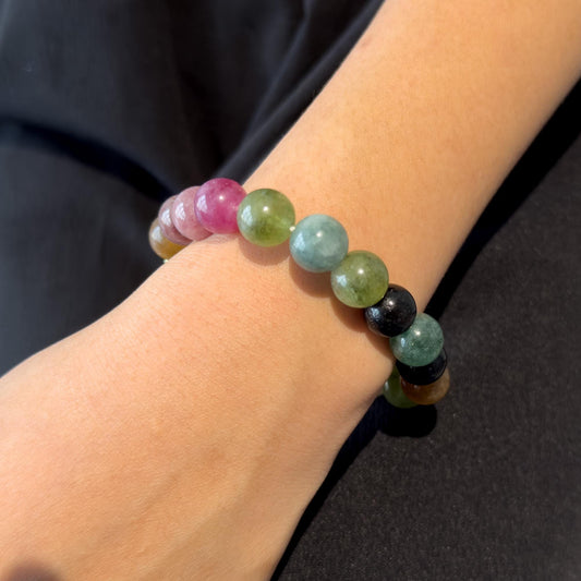 Art Deco Beaded Gemstone Necklace and Bracelet Set Multi‑colour