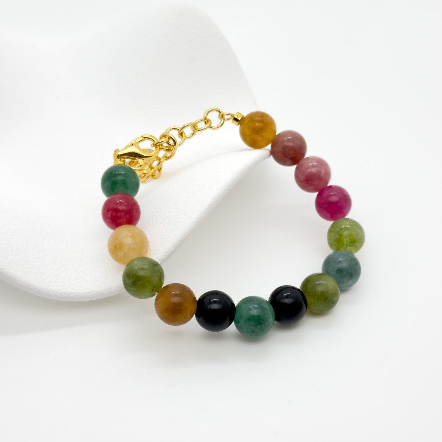 Art Deco Beaded Gemstone Necklace and Bracelet Set Multi‑colour
