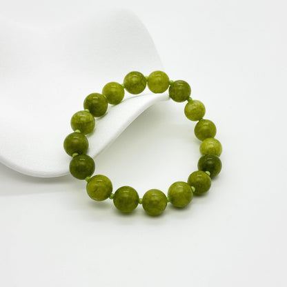 Art Deco Green Stone Beaded Necklace with Matching Bracelet Set