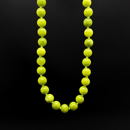 Art Deco Green Stone Beaded Necklace with Matching Bracelet Set