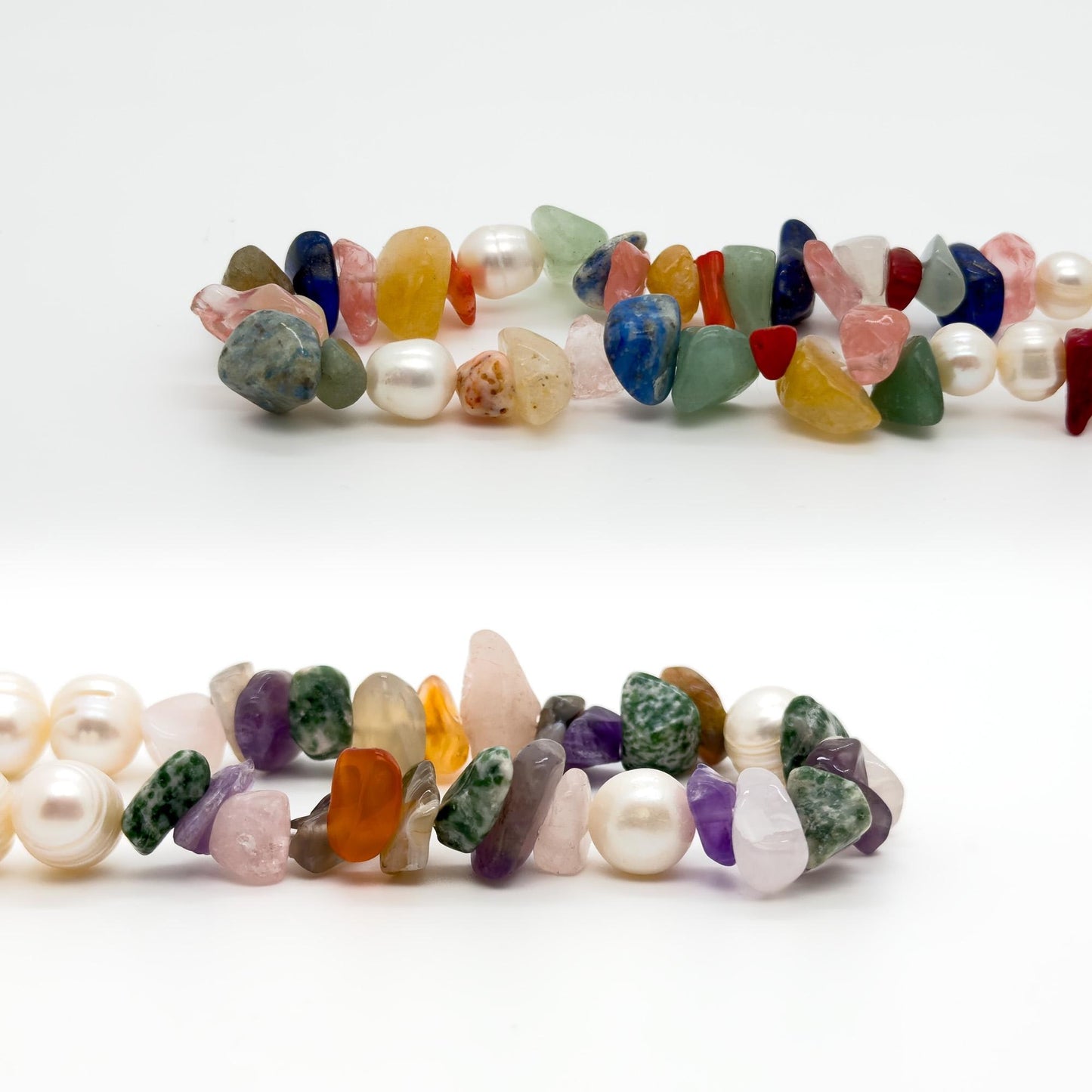 Art Deco Colourful Gemstone Beaded Necklace with Pearl Accents