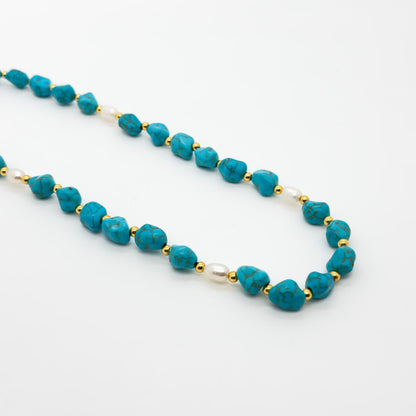 Art Deco Turquoise Beaded Necklace Vintage Deco Statement Ethnic