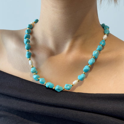 Art Deco Turquoise Beaded Necklace Vintage Deco Statement Ethnic