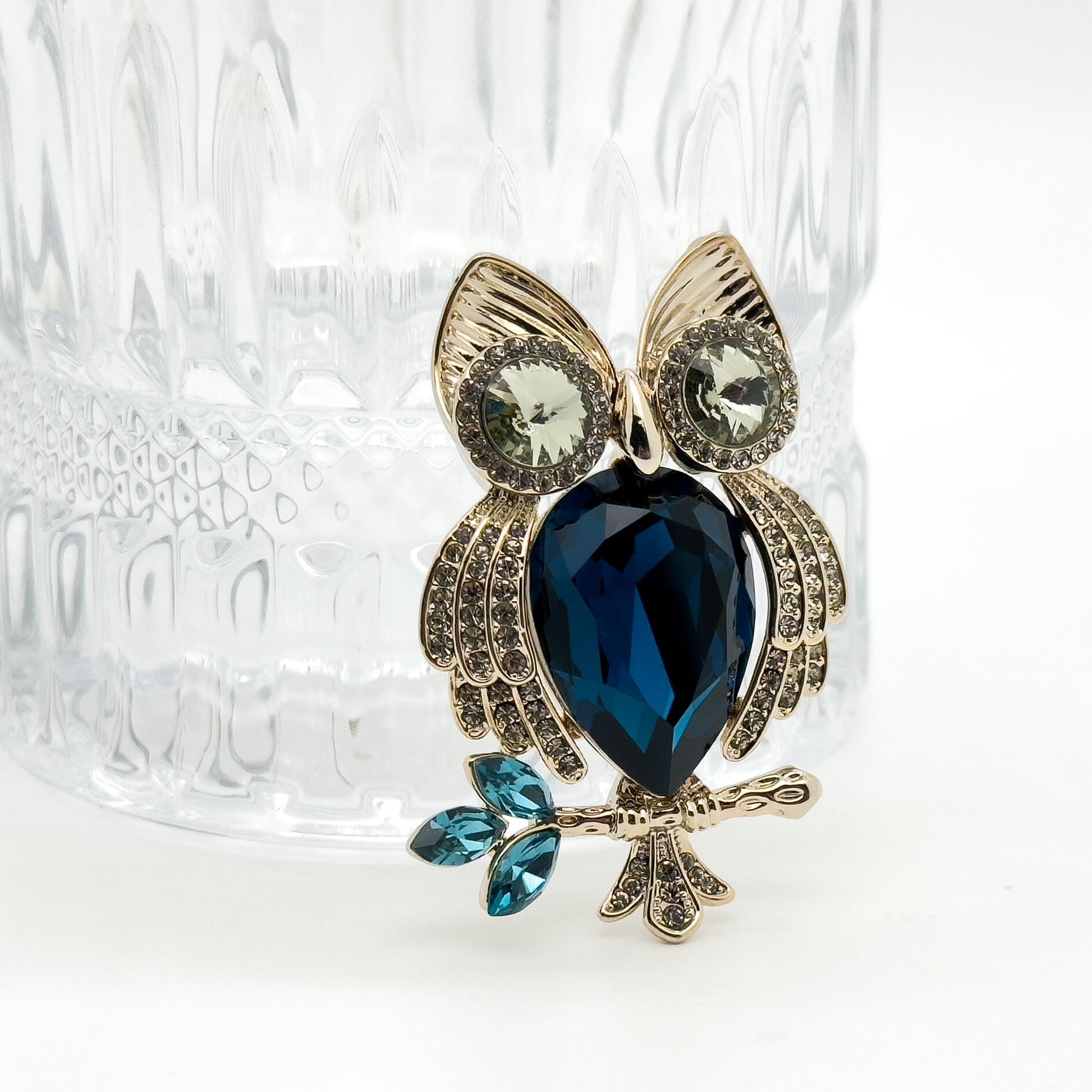 Vintage Crystal Owl Brooch Palace Style Dual-Purpose Pendant Brooch