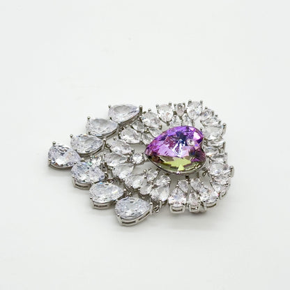Luxury Exquisite Heart Brooch Pendant Sparkling Austrian Crystal Statement