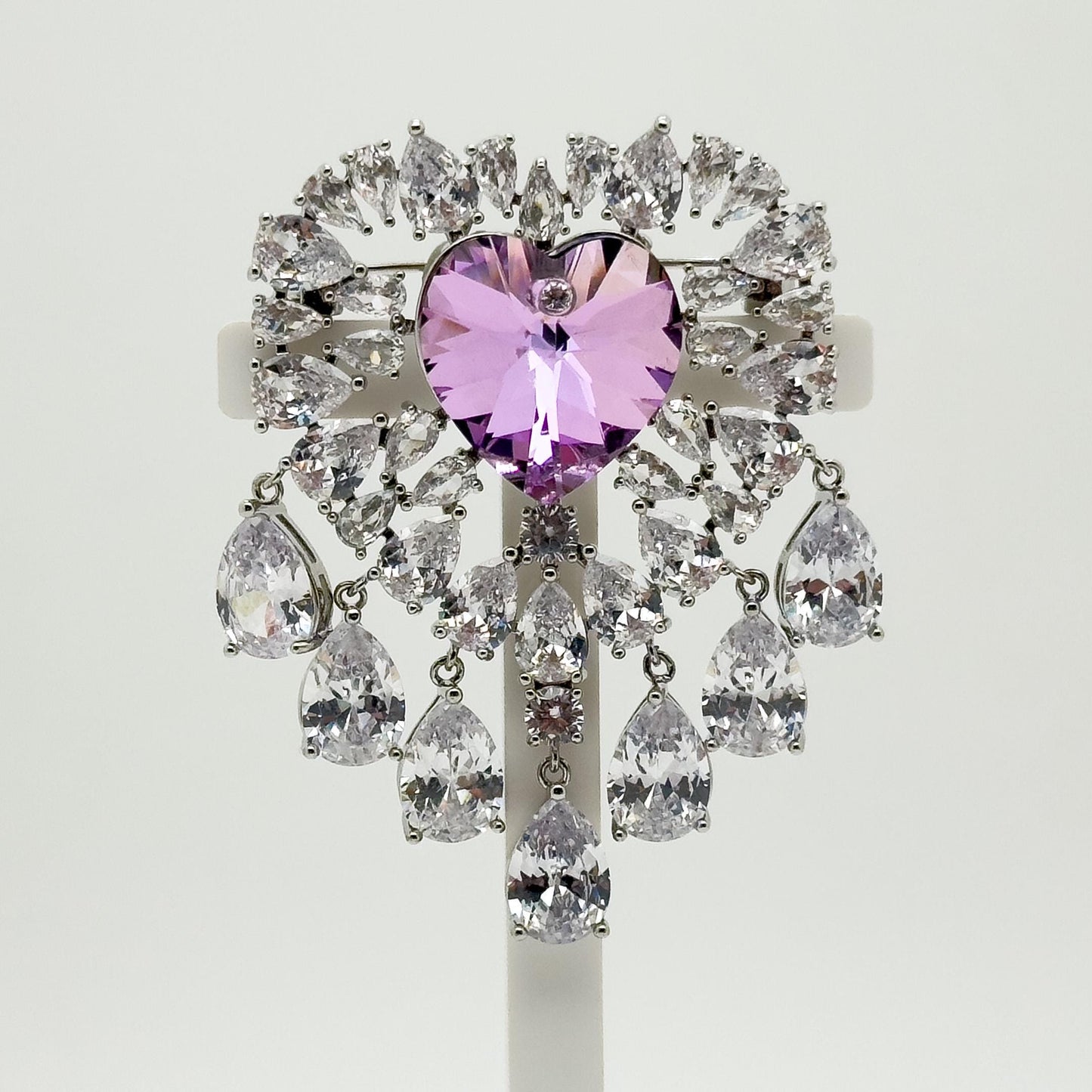 Luxury Exquisite Heart Brooch Pendant Sparkling Austrian Crystal Statement