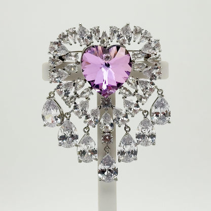 Luxury Exquisite Heart Brooch Pendant Sparkling Austrian Crystal Statement