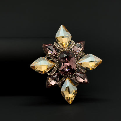 Vintage Palace-Style Crystal Cross Brooch Pendant Dual-Purpose Pin