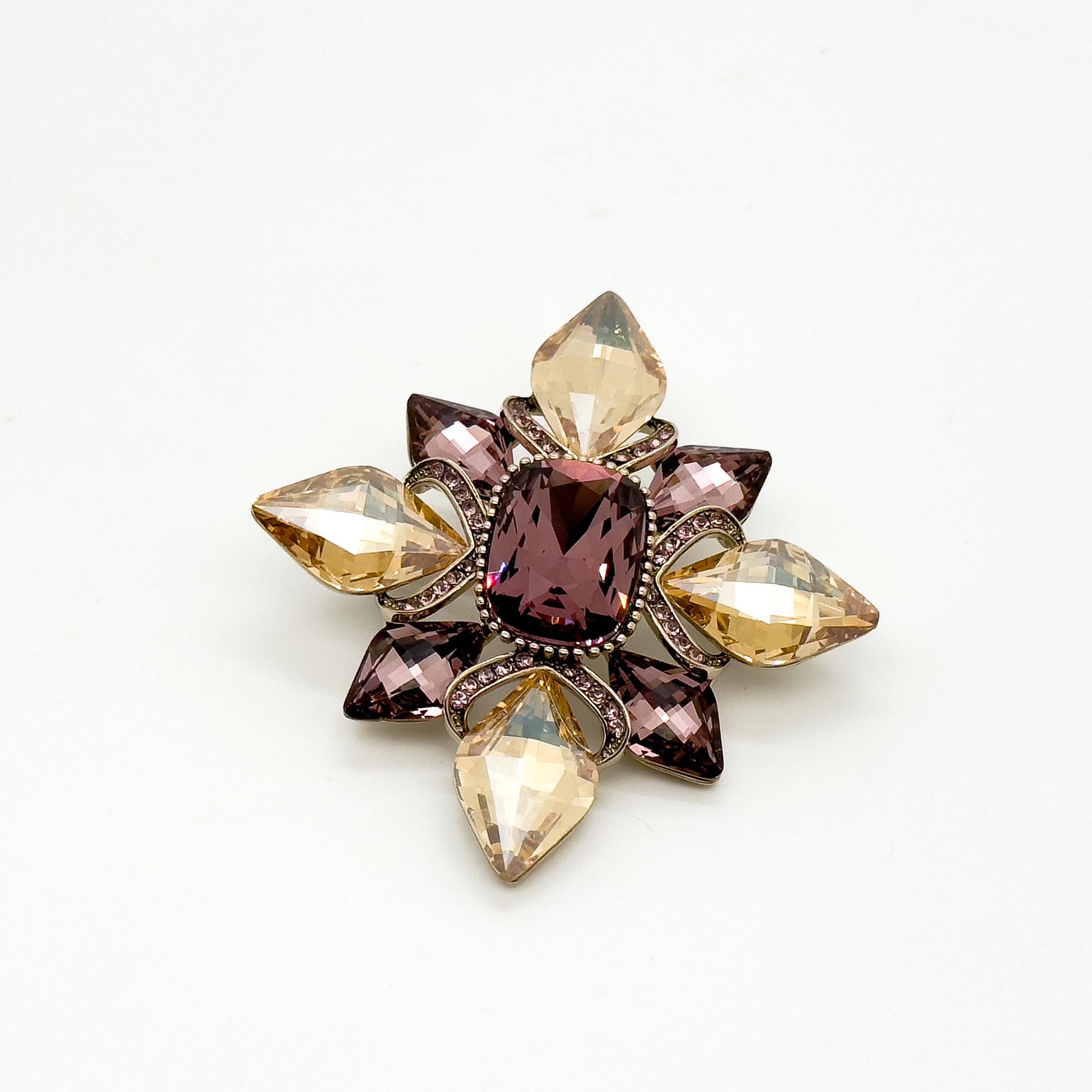 Vintage Palace-Style Crystal Cross Brooch Pendant Dual-Purpose Pin