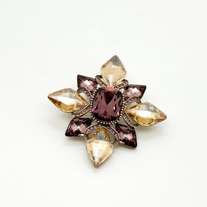 Vintage Palace-Style Crystal Cross Brooch Pendant Dual-Purpose Pin