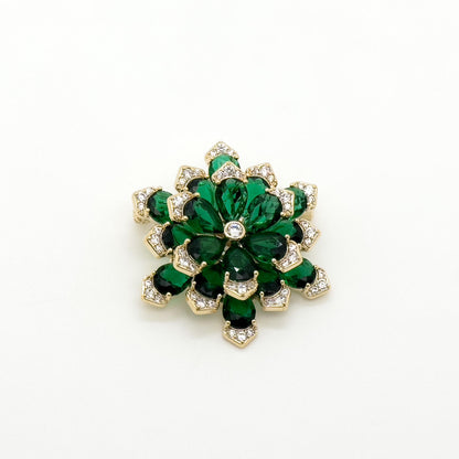 Blue Austrian Crystal Snowflake Brooch Pendant, Copper, Zircon Accents