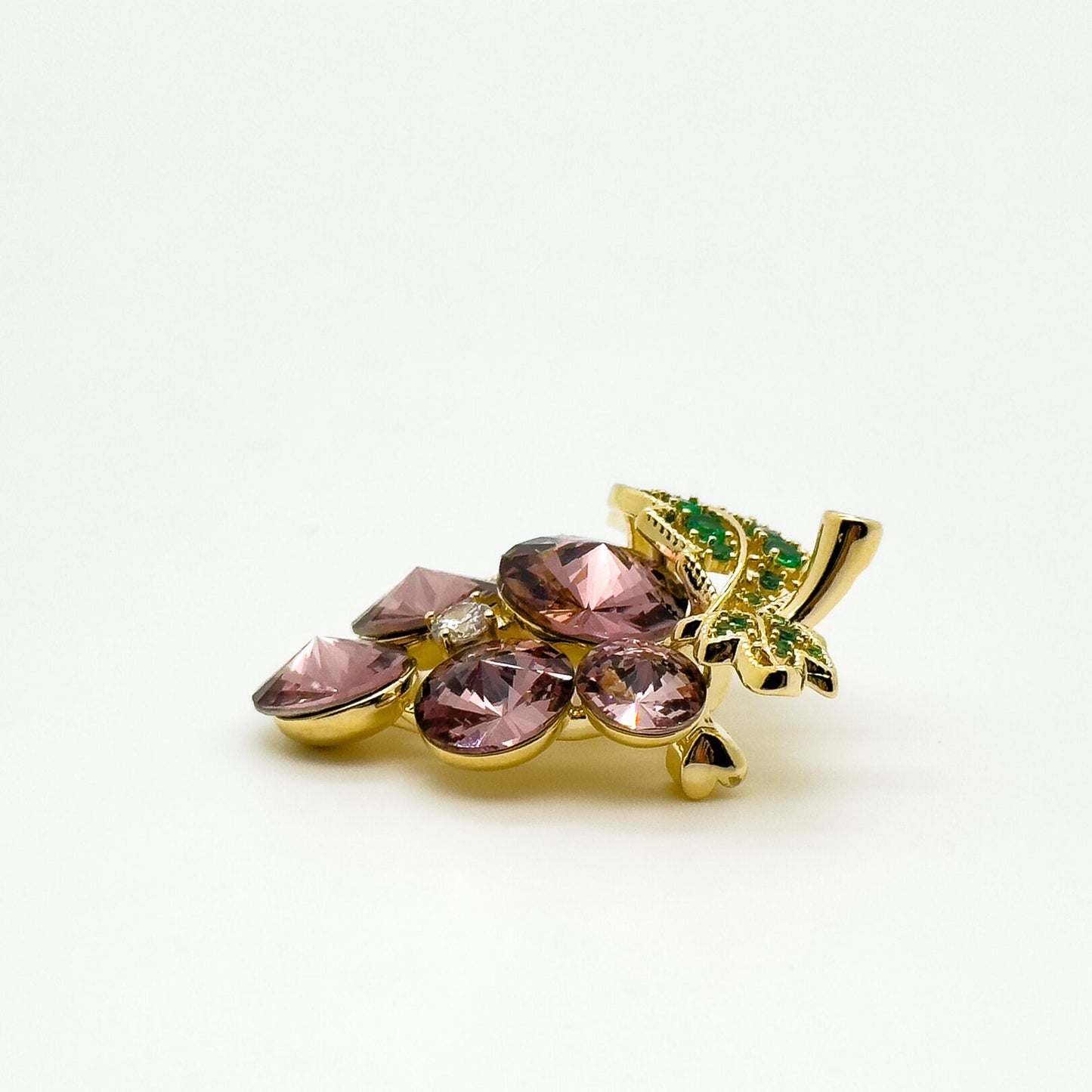 Elegant Handmade Grape Brooch Pin for Suits & Dresses - Zircon & Copper