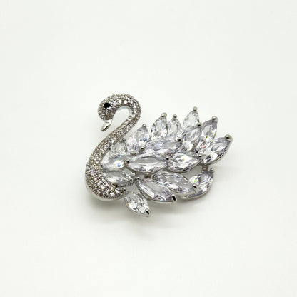 Handcrafted Black Swan Zircon Brooch Copper Mini Fashion Pin