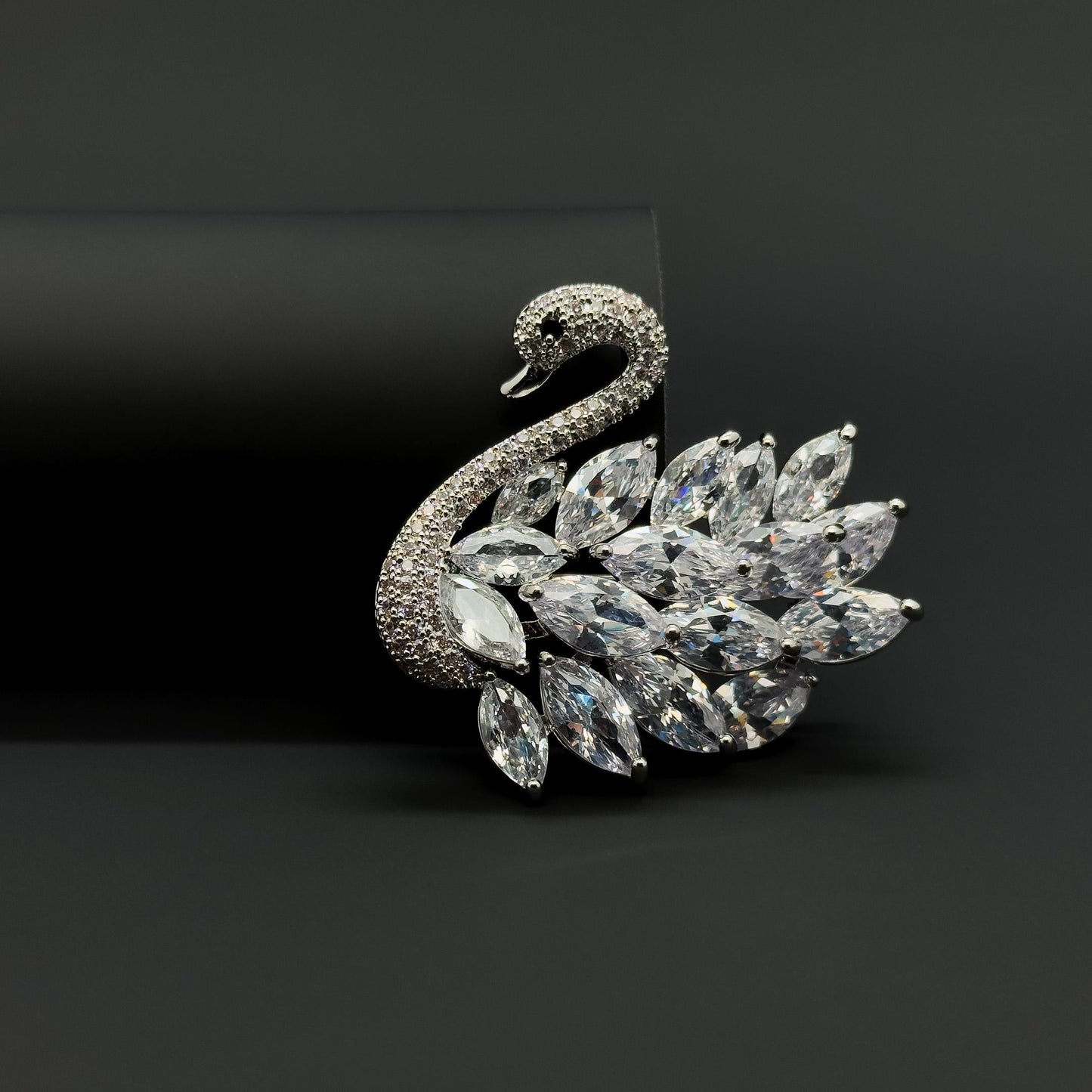 Handcrafted Black Swan Zircon Brooch Copper Mini Fashion Pin