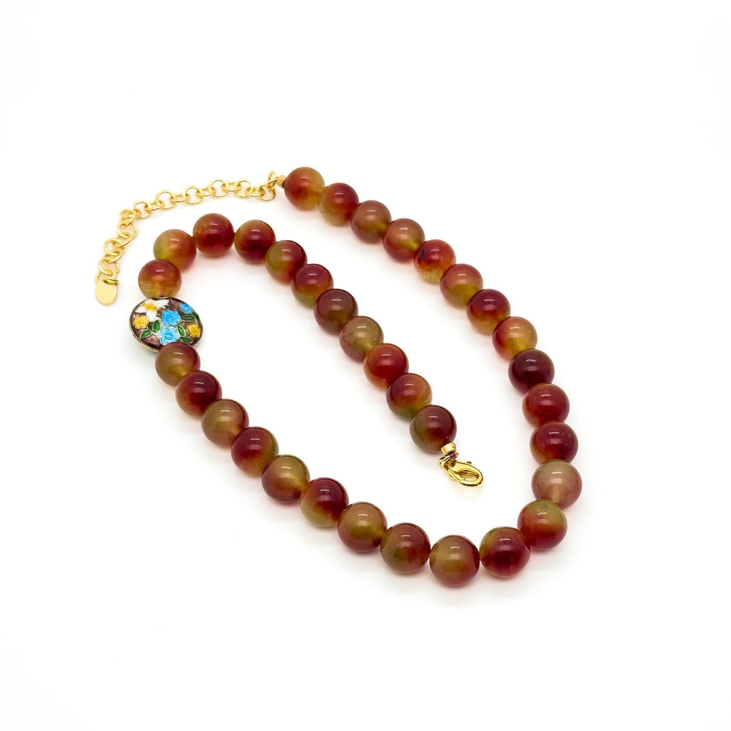 Vintage Art Deco Beaded Gemstone Necklace and Bracelet Set