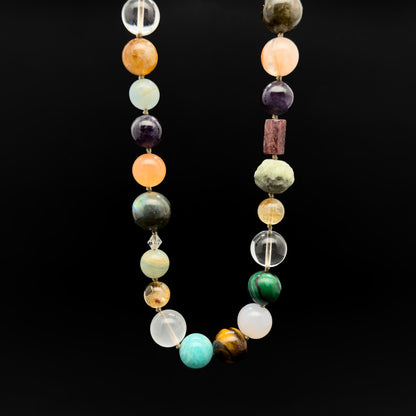 Art Deco Crystal and Gemstone Necklace & Bracelet Set, Beaded