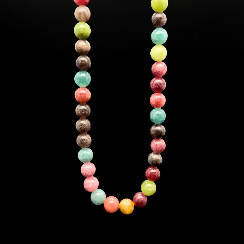 Art Deco Beaded Gemstone Necklace and Bracelet Set Multi‑colour