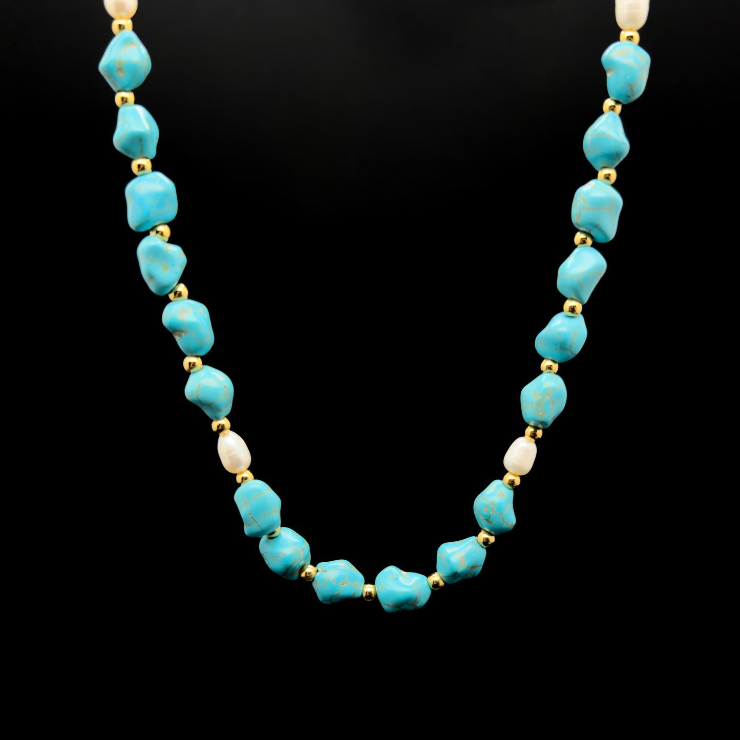 Art Deco Turquoise Beaded Necklace Vintage Deco Statement Ethnic