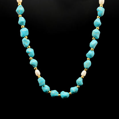 Art Deco Turquoise Beaded Necklace Vintage Deco Statement Ethnic