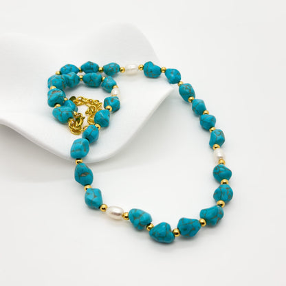 Art Deco Turquoise Beaded Necklace Vintage Deco Statement Ethnic