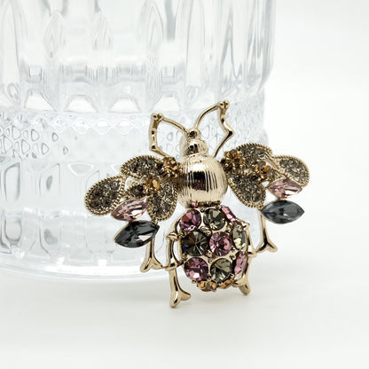 Vintage Bee Brooch Copper Zircon Retro Pendant Dual-Purpose Accessory